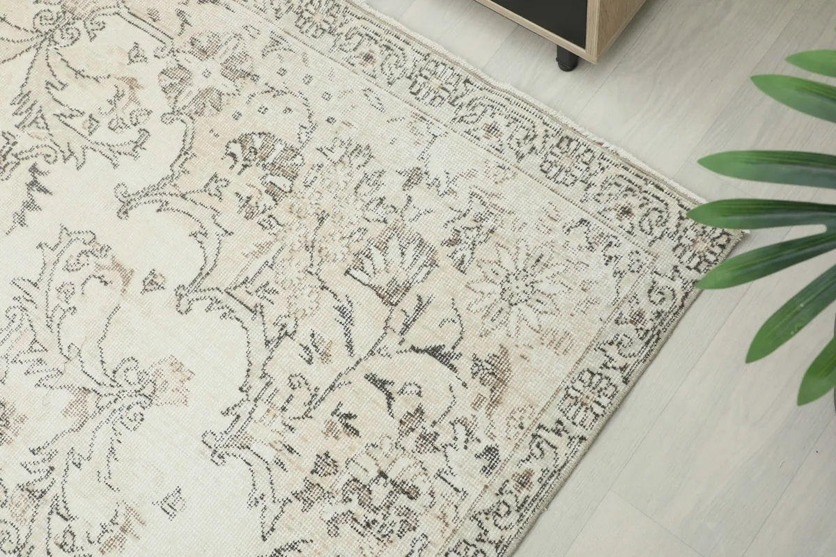 Detailed view of the rug's decorative border pattern