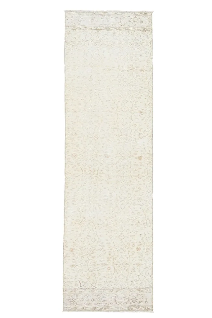 Full overhead view of the cream runner rug, showcasing its complete design and proportions.