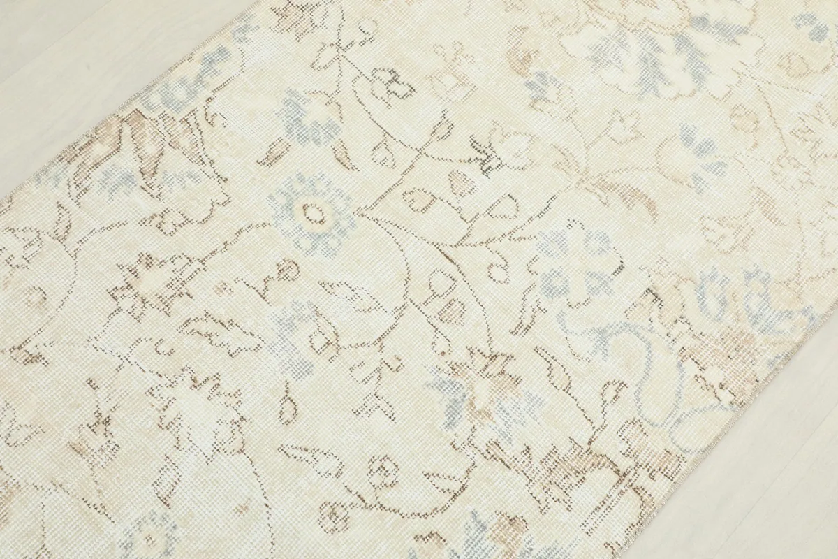 Overhead close-up highlighting the intricate floral motifs and color variations.