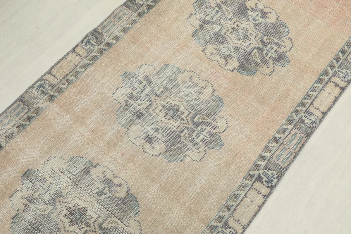 Angled view focusing on the central medallions and the overall pattern of the runner.
