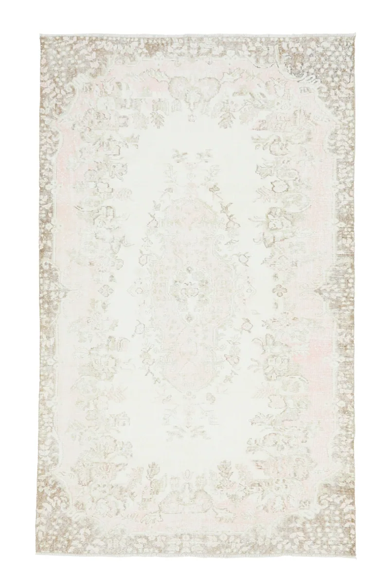 Full overhead view of the Soft Rose Floral Medallion Rug, highlighting its complete design.