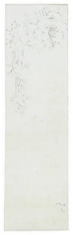 Full top view of the ivory minimalist geometric runner on a white background