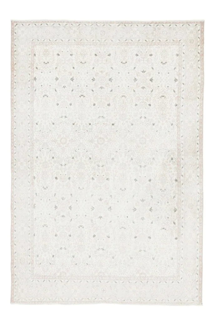 Full overhead view of the 7'1" x 10'4" vintage Anatolian rug, showcasing its complete design.