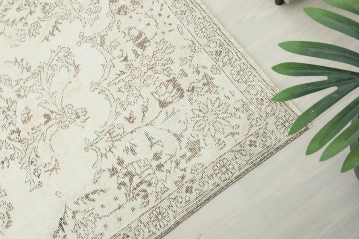 Detailed shot of the rug's patterned border, showcasing the intricate design.