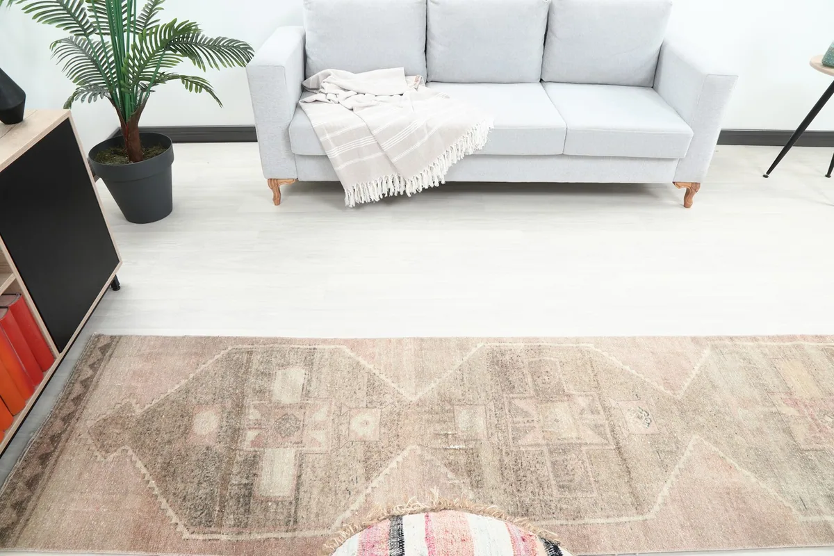 Overhead view of the runner in a room, highlighting the central geometric design and full length