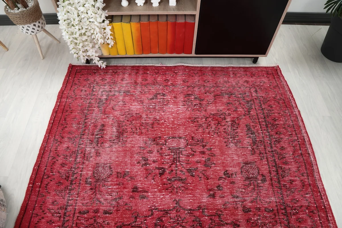 Overhead view showing the rug's placement in a room, highlighting its size