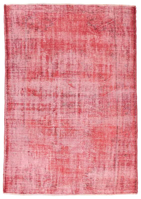 Full overhead view of the rose distressed vintage Anatolian rug