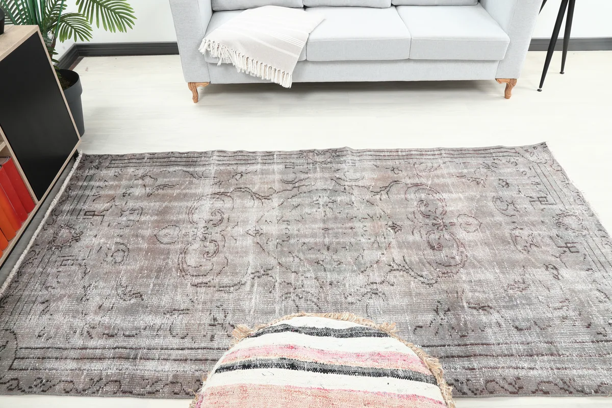 Gray Medallion Anatolian Rug in a living space, demonstrating its harmonious blend with decor.