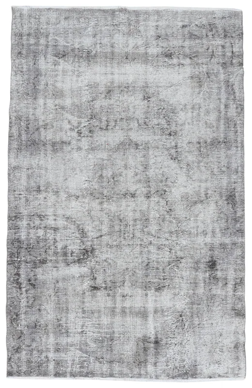 Full top view of the Charcoal Faded Abstract Rug, showcasing its distressed charcoal and gray tones.