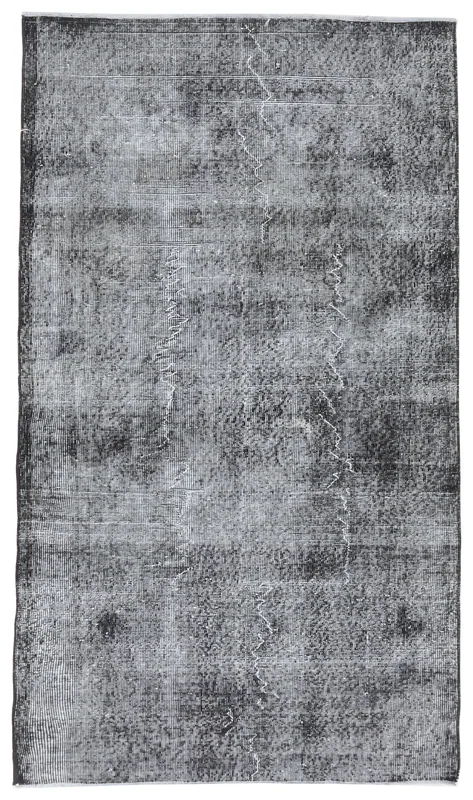 Full top view of the 3'8" x 6'8" charcoal gray vintage area rug on a white background.