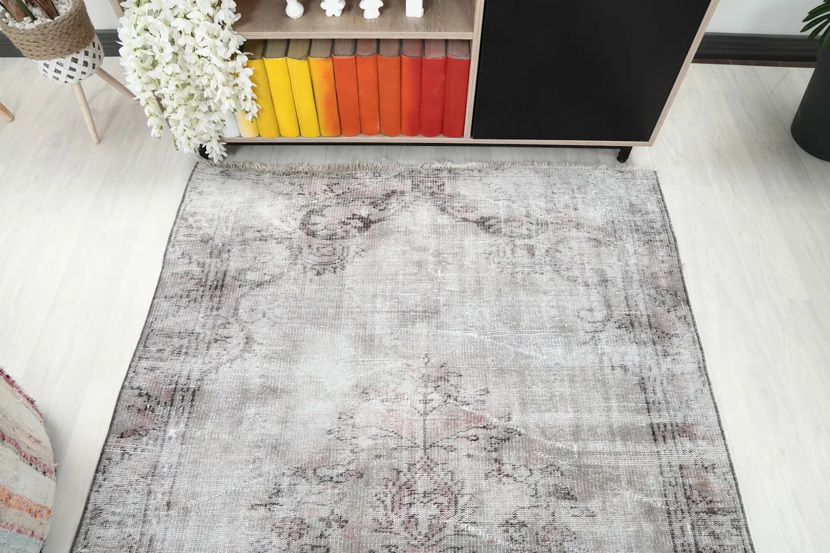 Overhead shot of the rug lying flat, showcasing its overall pattern and proportions