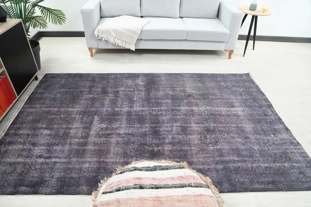 Overhead room view of the rug, providing a sense of its overall size and how it anchors the space.
