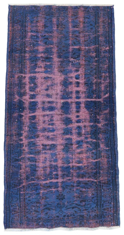 Blue Rose Distressed Anatolian Rug, full top view