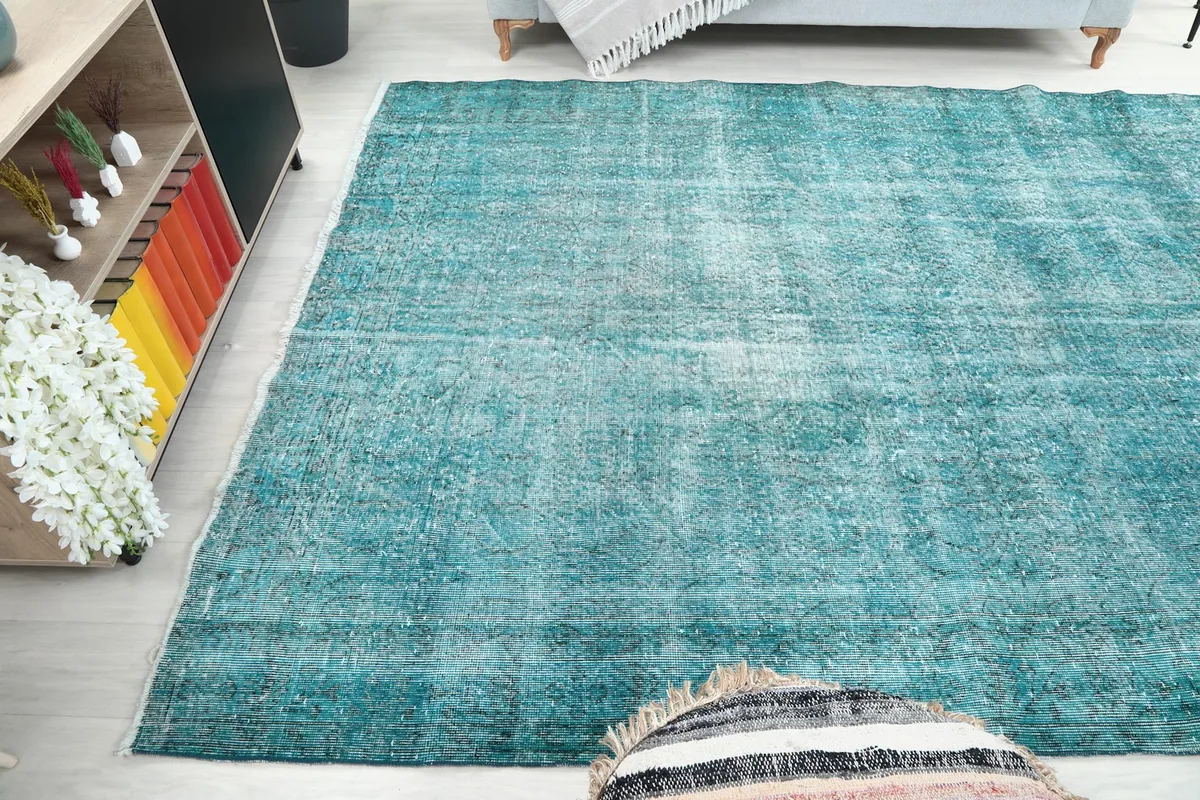 View of the rug extending into the room, emphasizing its length and the flow it creates.