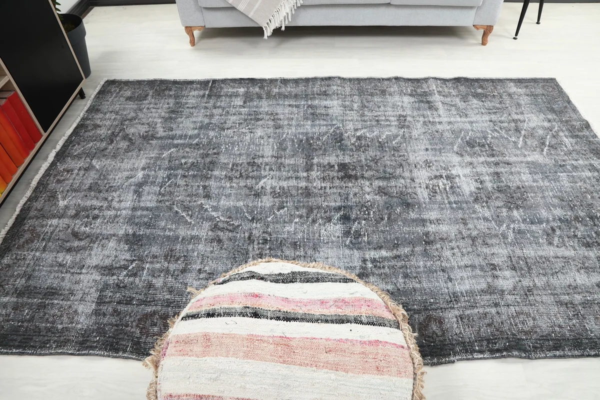 Overhead view of the rug in a room setting, showcasing its placement