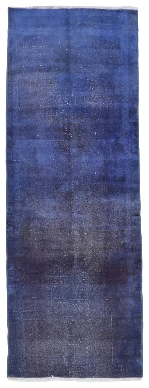 Full overhead view of the 3x8 navy blue distressed vintage runner