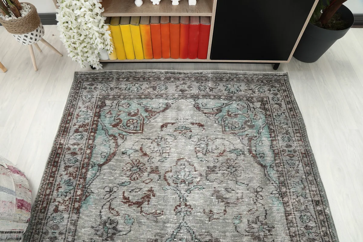 Overhead view of the rug, highlighting its full pattern and color variations