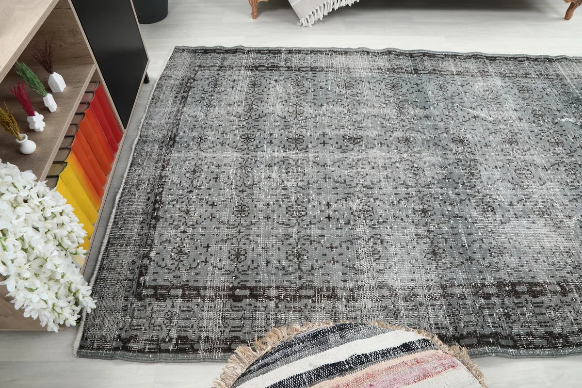 Rug positioned in a room, capturing its integration with home decor