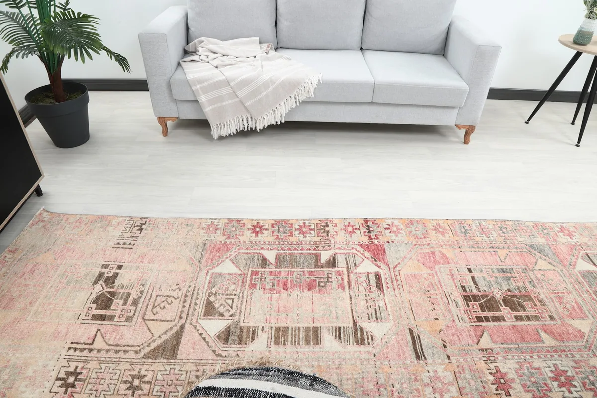 Overhead view of the runner in a room setting, highlighting its geometric patterns