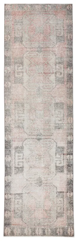 Full top view of the 3'5" x 11'1" vintage Anatolian runner rug on a white background.