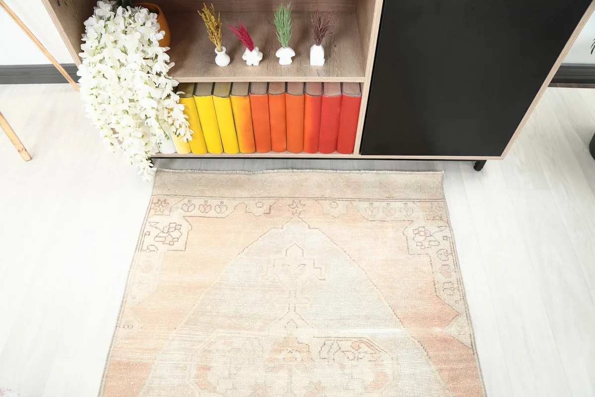 Overhead view highlighting the rug's full length and color variations