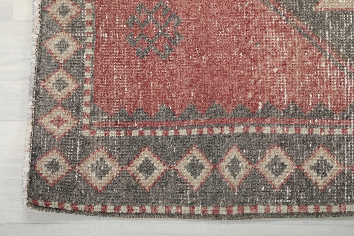 Corner detail showing the gray border with geometric diamond patterns