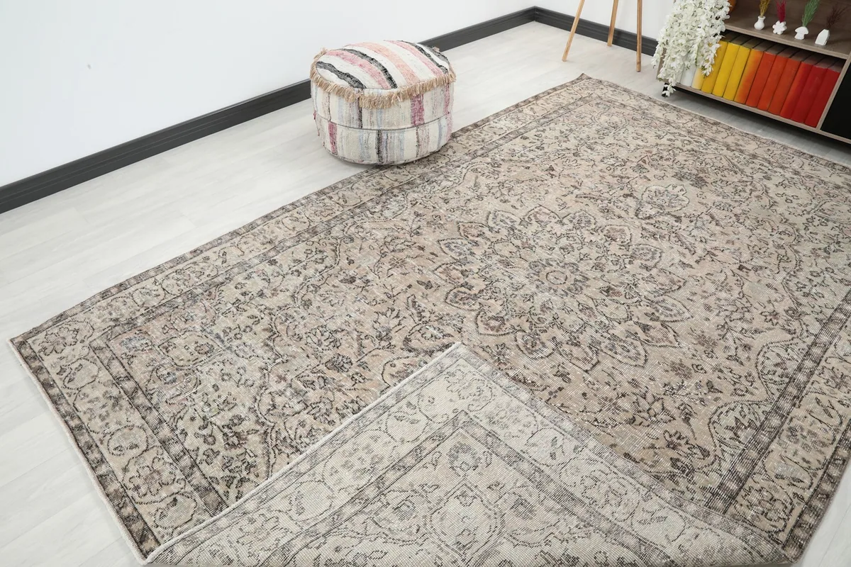 View showing the rug partially folded, revealing the cotton foundation