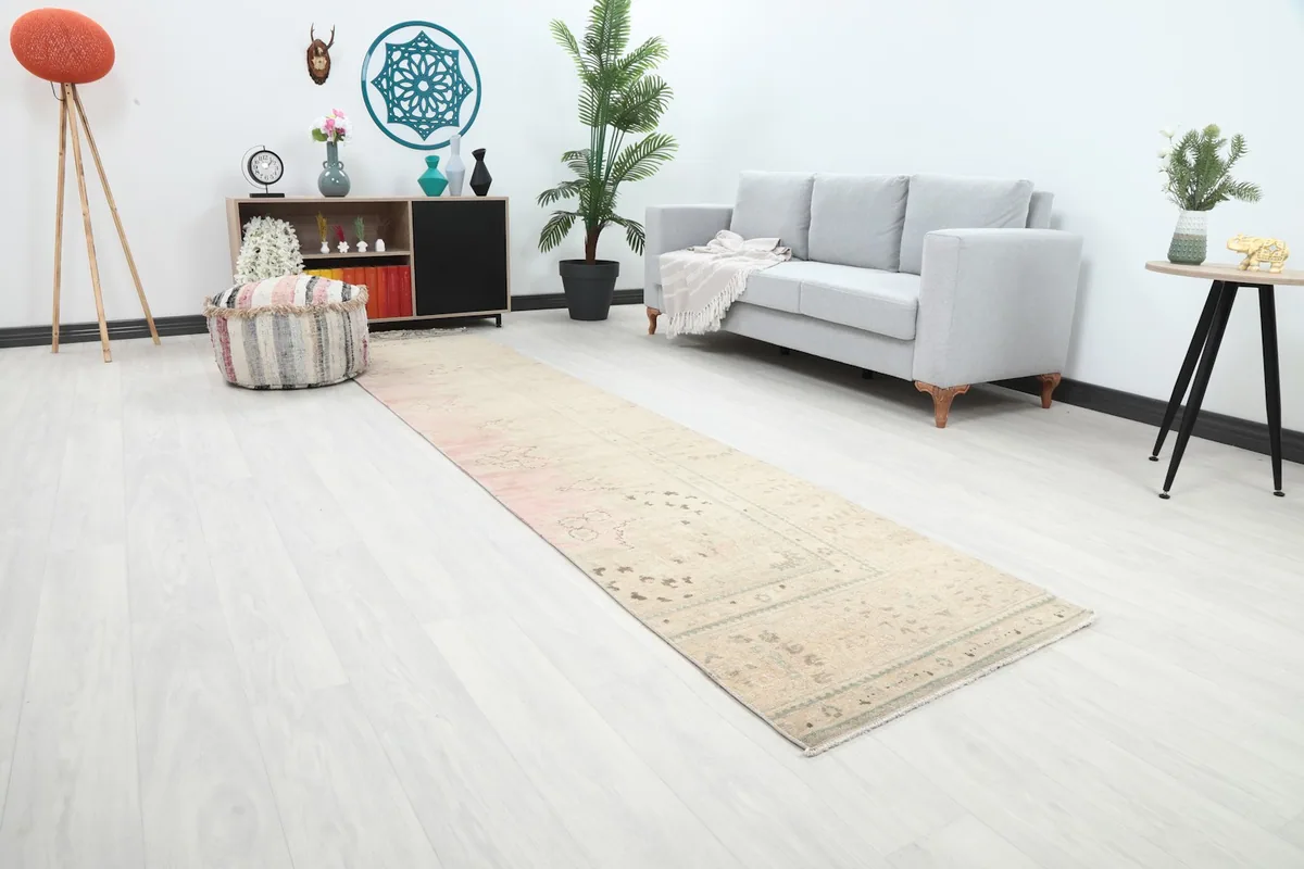 Runner rug in a room setting, highlighting its placement and how it complements the surrounding decor.