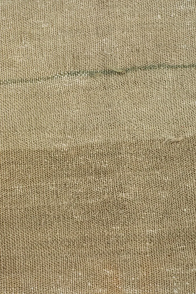 Close-up of the rug's low wool pile, showing the texture and muted color transitions.