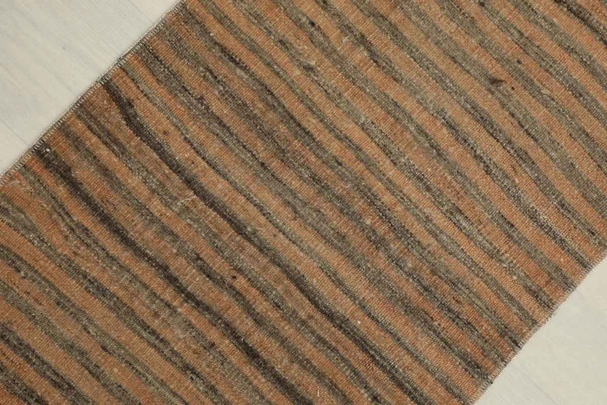 Overhead angled view highlighting the striped design and natural variations in the wool.