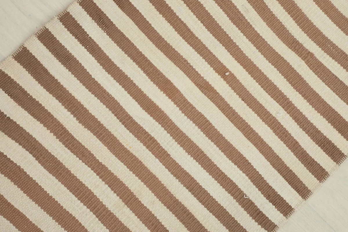 Overhead view of a section of the striped rug, highlighting the pattern