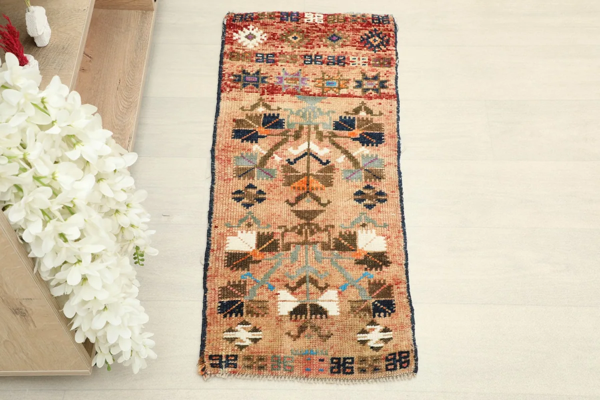Overhead view of the doormat, showing its full length and color variations.