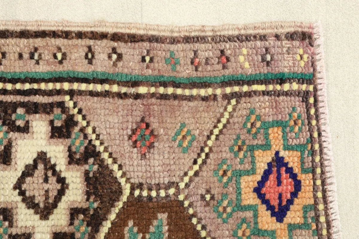 Close-up of the rug's border, revealing the craftsmanship and subtle color variations.