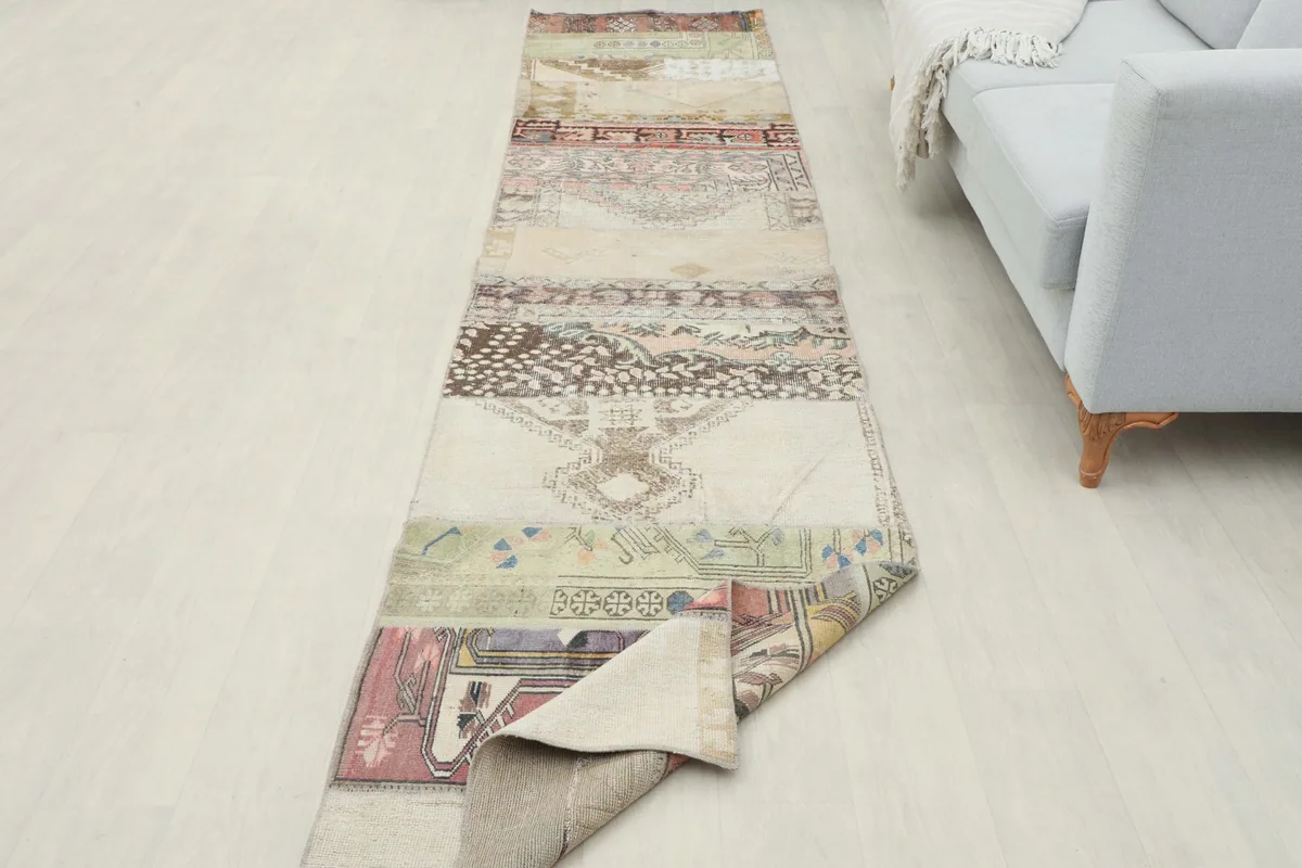 Angled view of the entire runner, with one end slightly folded, showing its full length