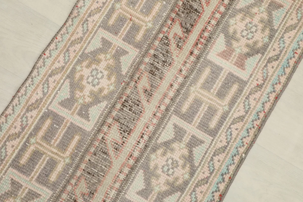 Close-up view of the central geometric patterns and color variations in the runner