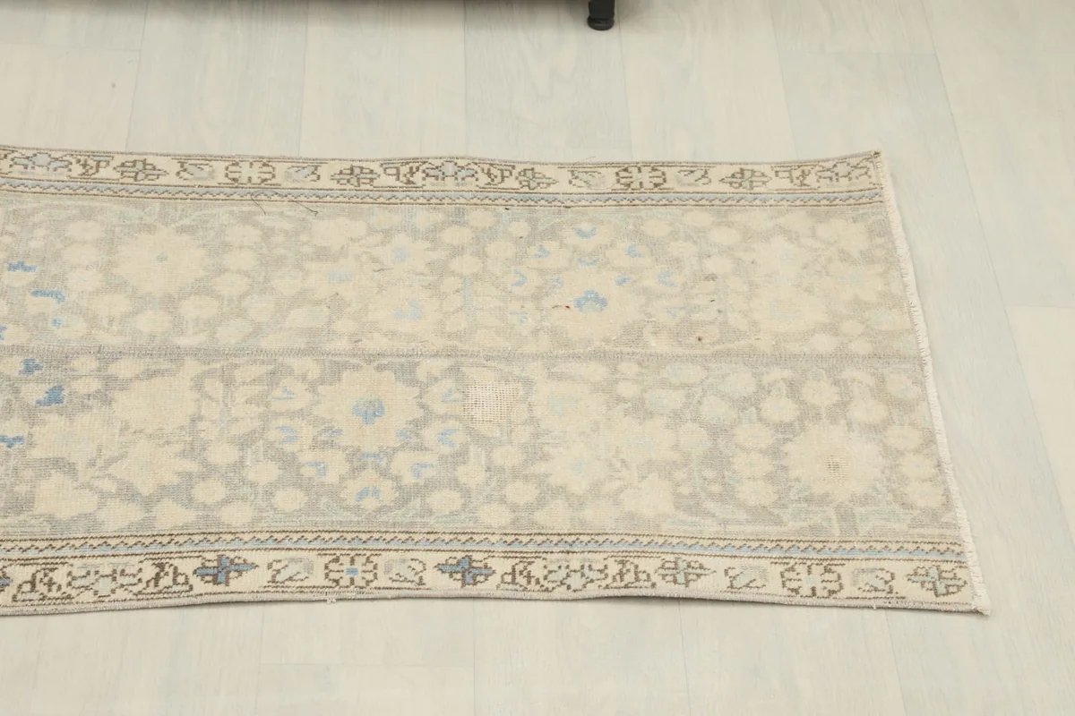 Overhead view of the other end of the runner, showing the full length and design.