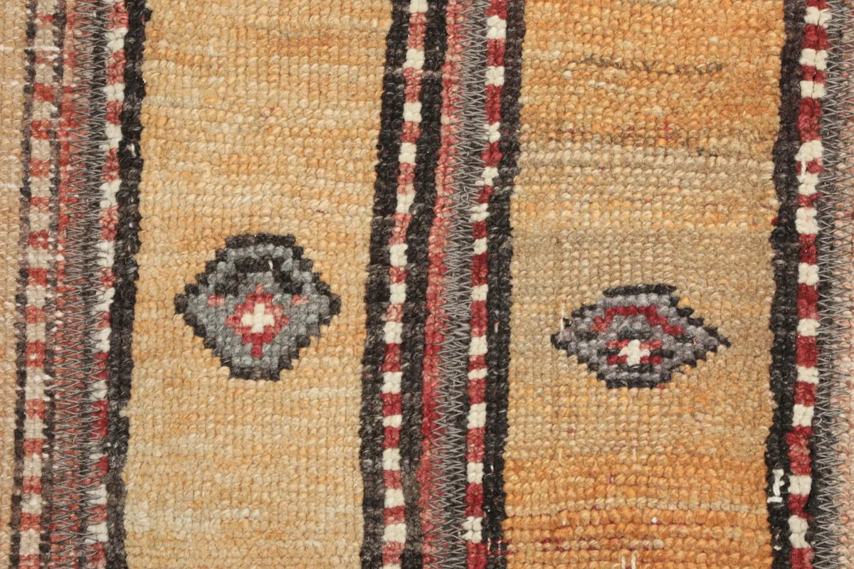 Close-up of the wool pile, revealing the knotting and subtle color shifts.