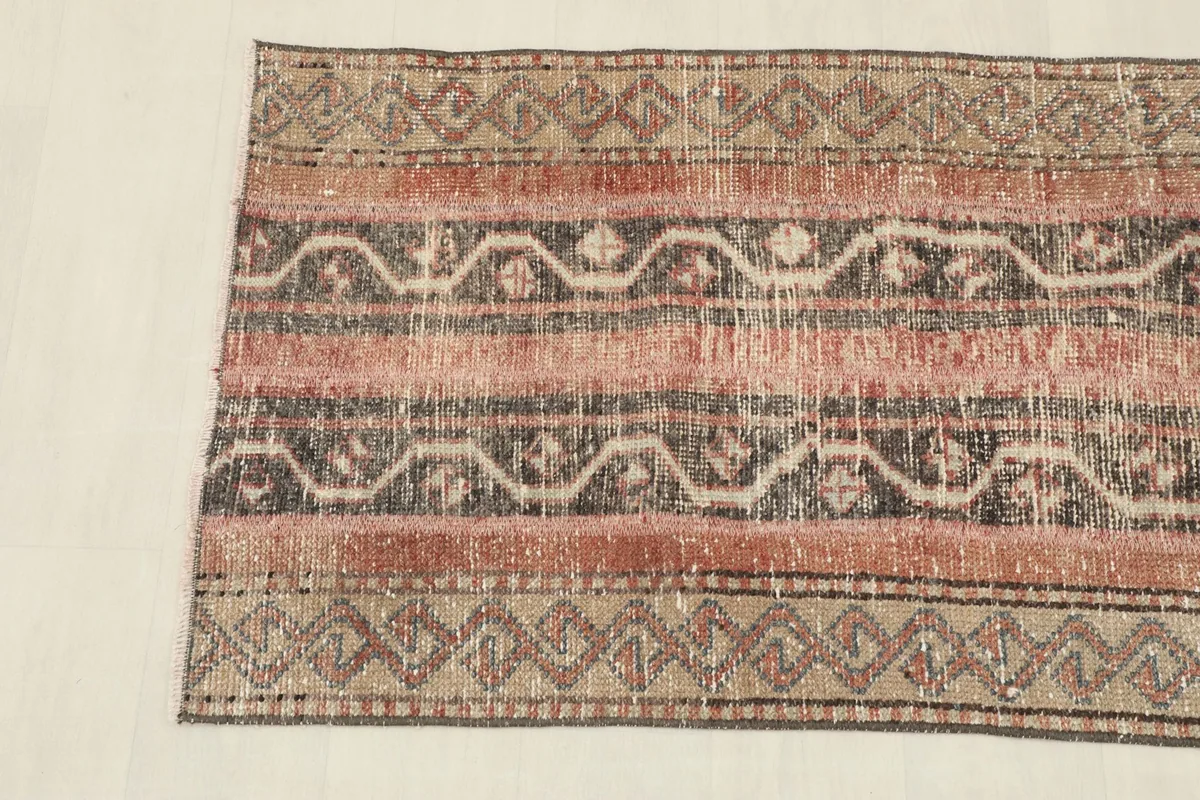 Close-up of the runner's side showing geometric patterns and color variations