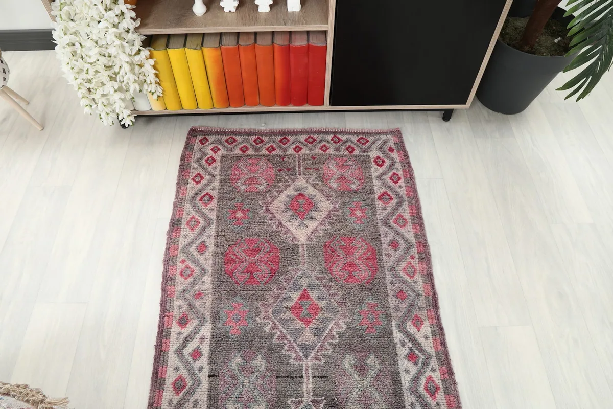 Overhead shot of a section of the runner rug, showcasing its length and pattern flow