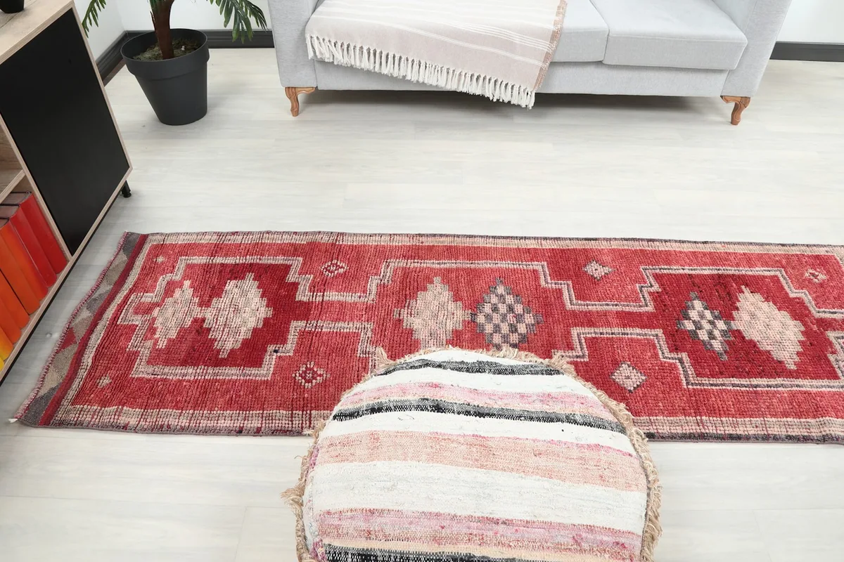 Full length view of the runner rug in a room setting, emphasizing its size and placement