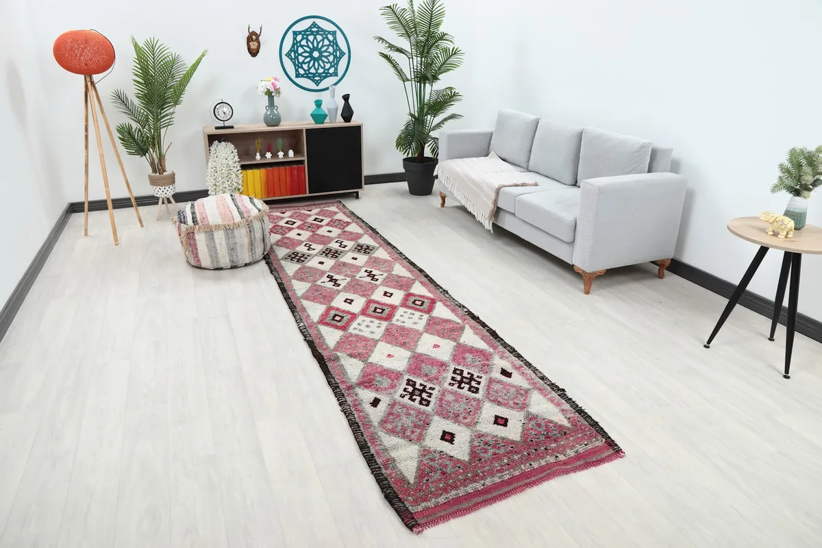 Runner in a living room setting, showing its length and how it complements the decor.