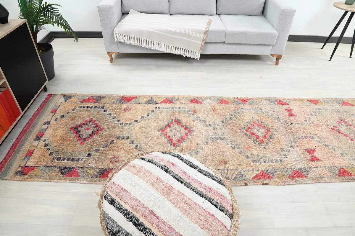 Full view of the runner rug in a room, offering perspective on its size and how it fits the space.