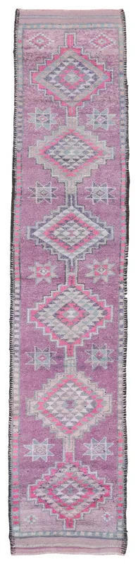 Full overhead view of the Rose Geometric Anatolian Runner on a white background