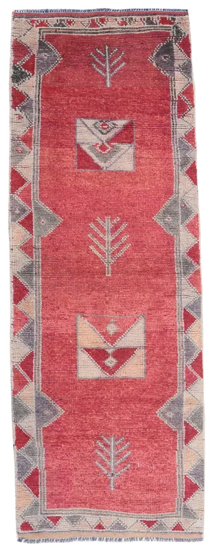 Full overhead view of the Red Gray Tribal Geometric Runner on a white background