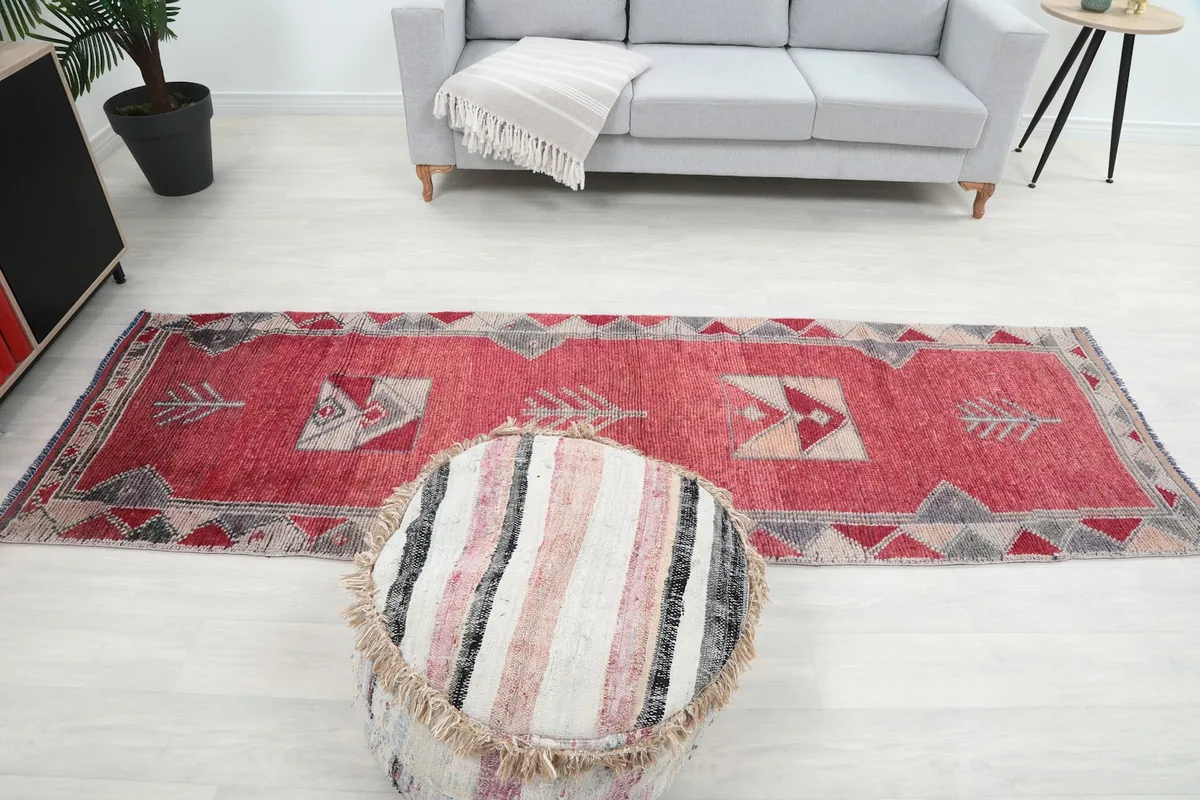 Wide shot of the runner rug in the living room, showing its placement