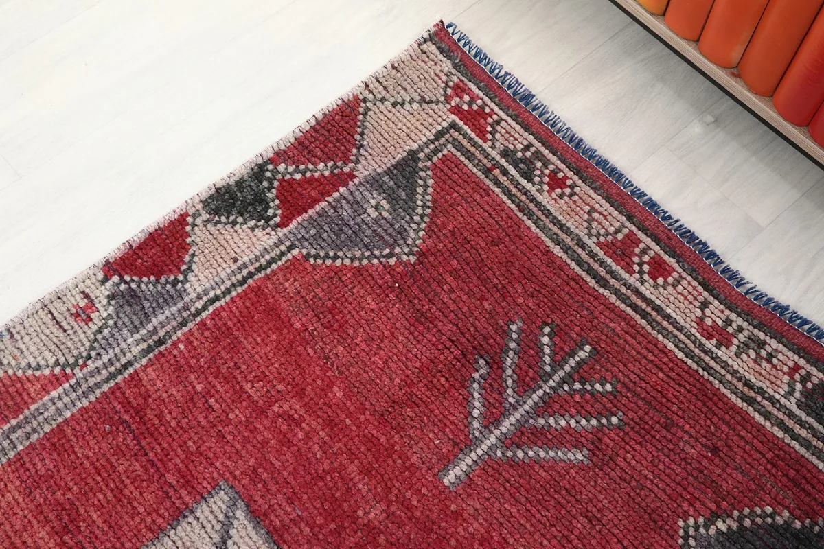 Close-up of the border design and corner details of the runner rug