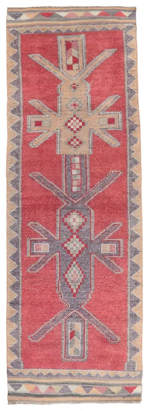 Full overhead view of the Red Tribal Figure Runner on a white background