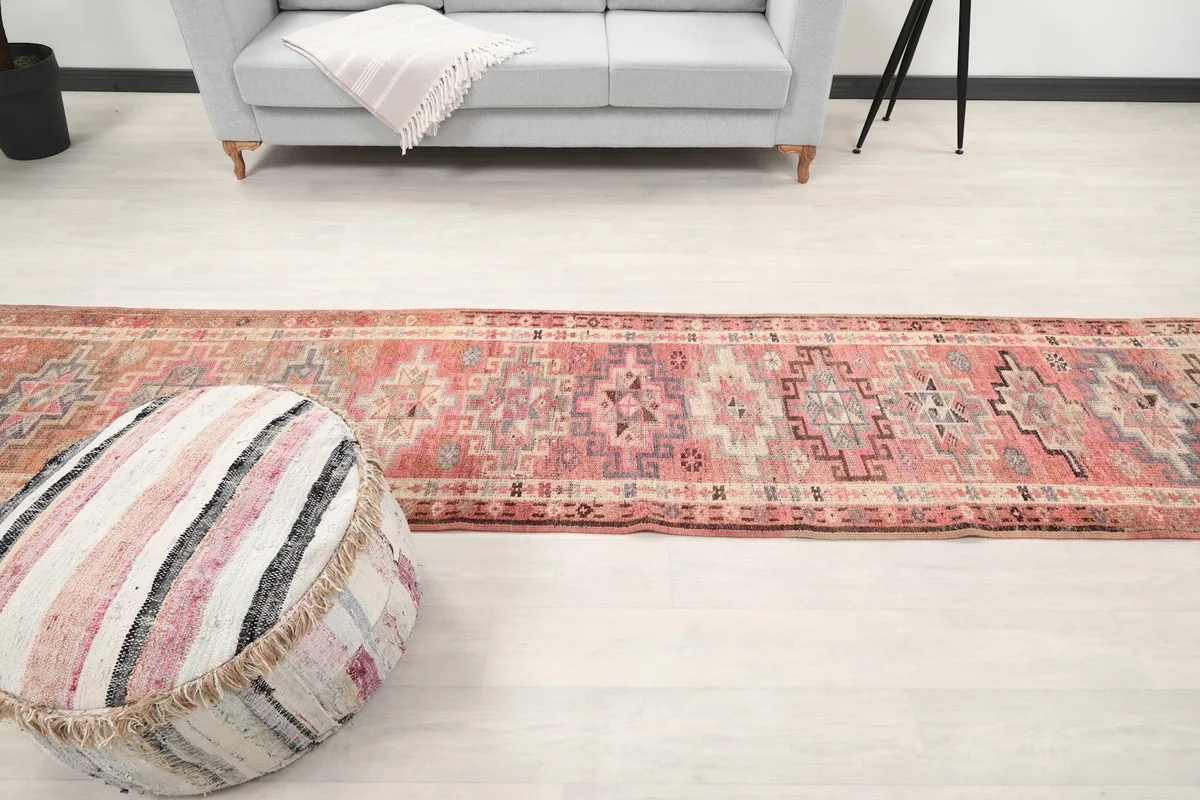 Runner rug in a room with furniture, illustrating its scale and how it complements the surrounding decor