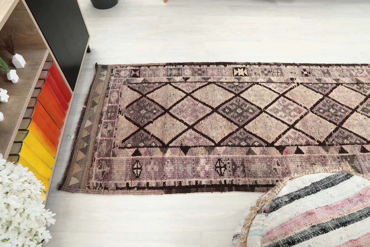 Wide room view of the runner rug, capturing its placement and how it complements the surrounding decor.