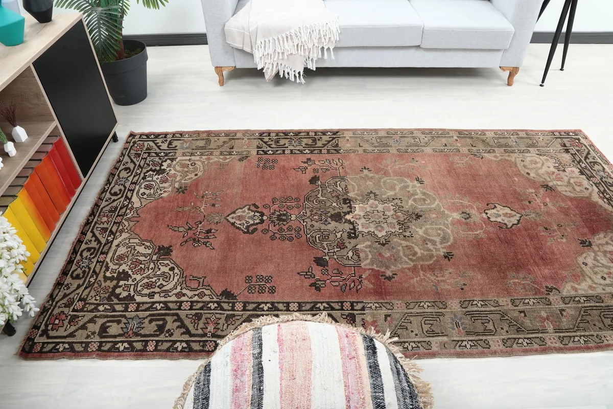Room shot from a different perspective, showcasing the rug as a focal point